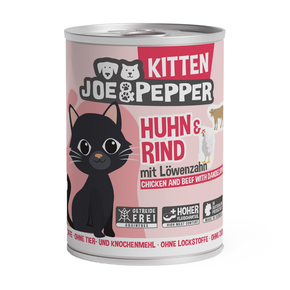 Joe & Pepper Cat Kitten kuřecí a hovězí maso s pampeliškou 6 × 400 g