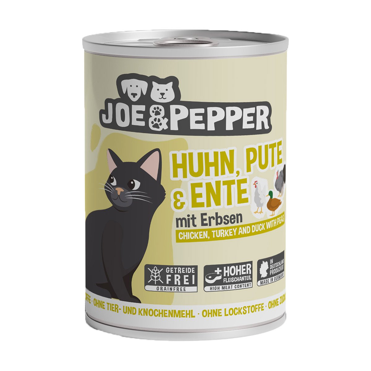 Joe & Pepper Cat kuře, krůta a kachna s hráškem 6 × 400 g