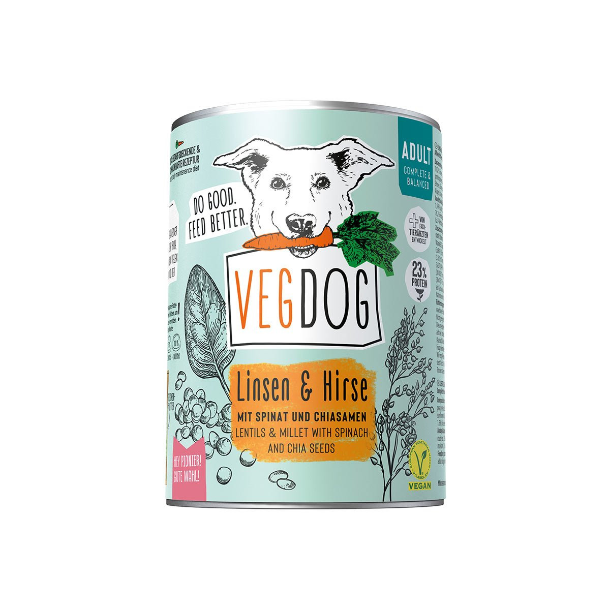 VEGDOG Adult čočka a jáhly 6 × 400 g