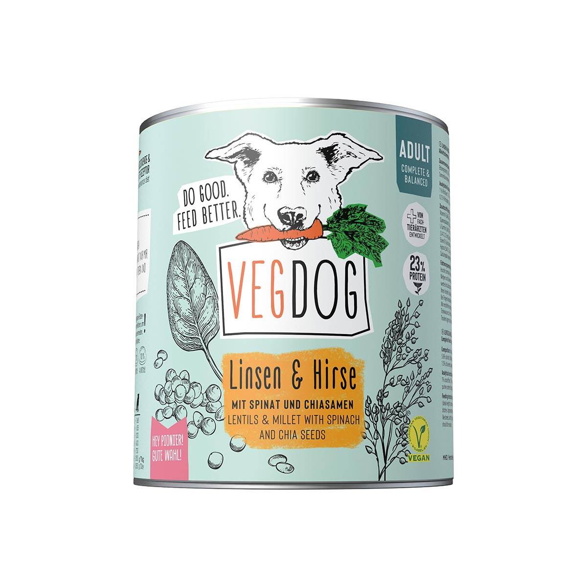 VEGDOG Adult čočka a jáhly 6 × 800 g