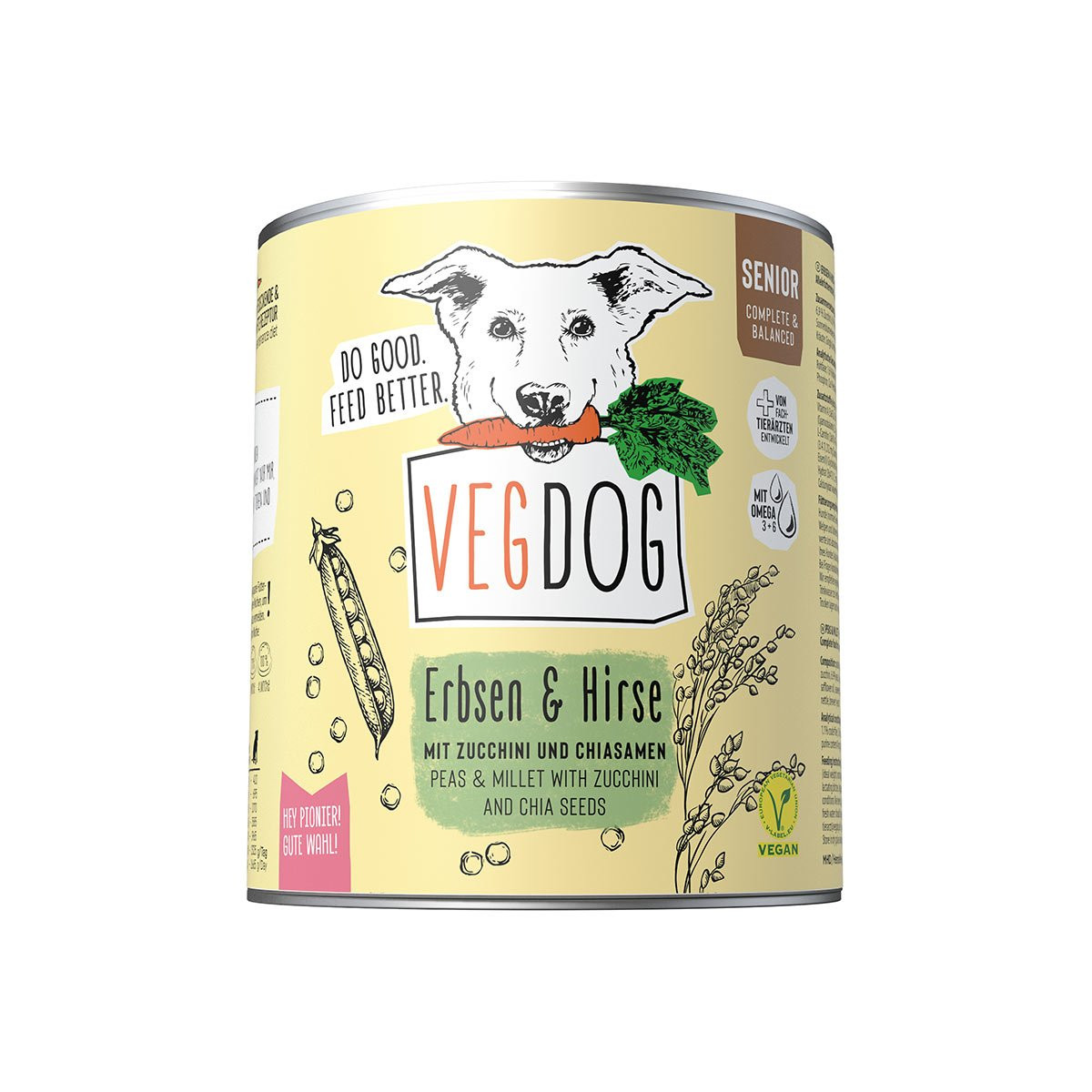 VEGDOG Senior hrášek a jáhly 6 × 800 g