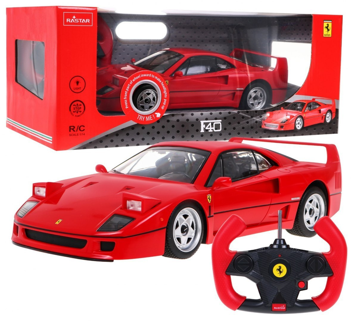 Mamido RASTAR Auto na dálkové ovládání RC Ferrari F40 Rastar 1:14 červené