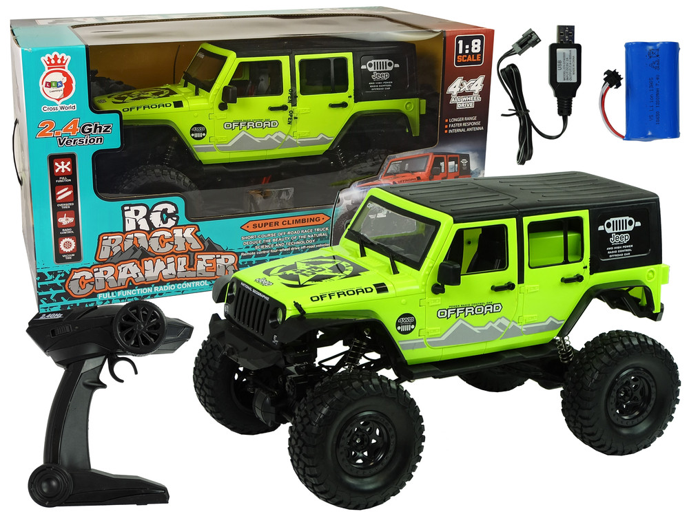 mamido Terénní auto na dálkové ovládání Rock Crawler 2,4 GHz 1:8 zelené RC
