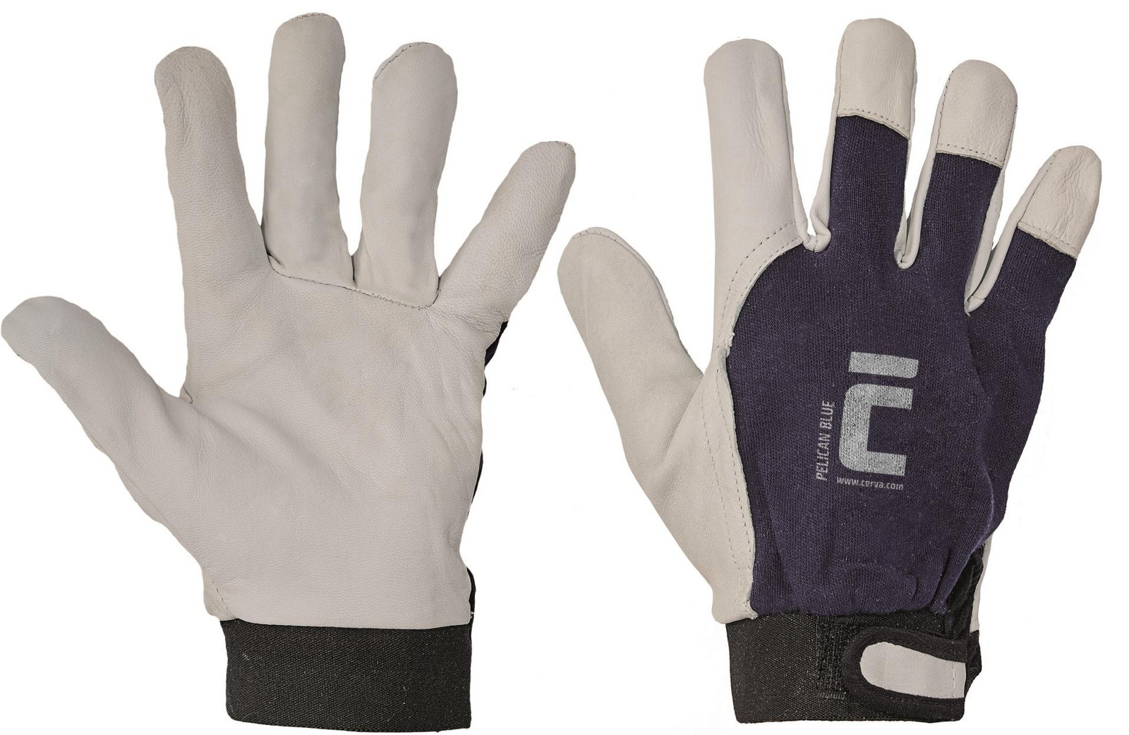 Kombinované rukavice PELICAN - bílo-modrá, vel.11