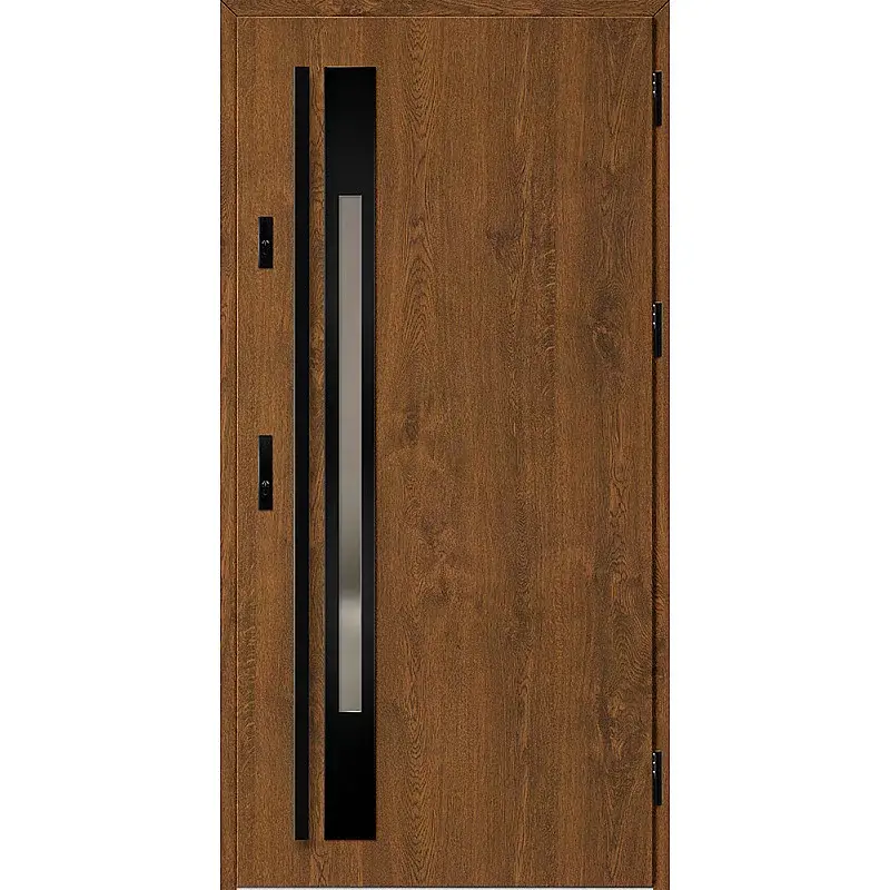 Venkovní Ocelové dveře - Wels 1 - Ořech, Sc=890, Hc=1996  (Thermo 78), Levé