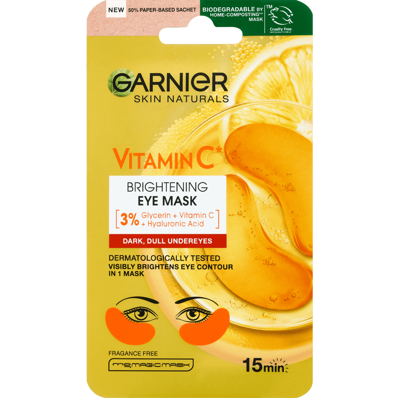 GARNIER Skin Naturals oční maska pro rozjasnění očního okolí s vitaminem C 5 g