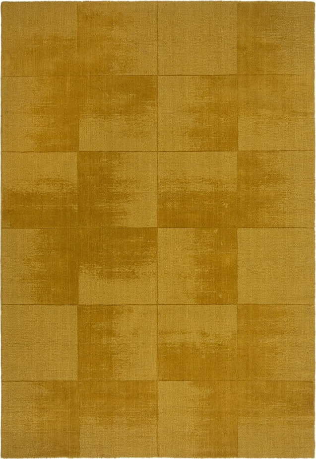 Okrově žlutý ručně tkaný vlněný koberec 200x290 cm Demi Check Ombre – Flair Rugs