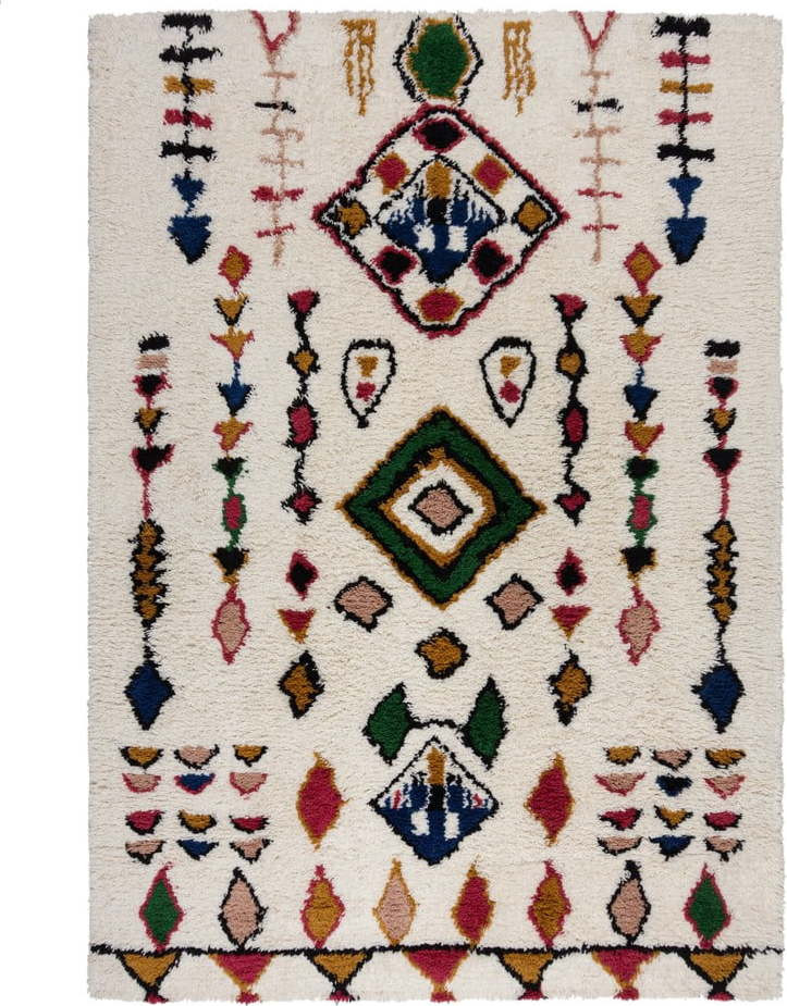 Krémový ručně tkaný vlněný koberec 120x170 cm Moroccan Fes – Flair Rugs