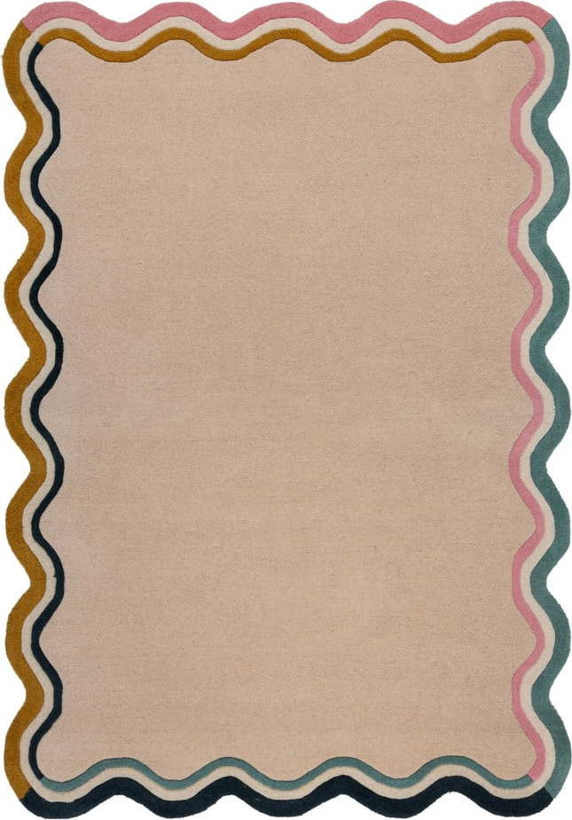 Krémový ručně tkaný vlněný koberec 120x170 cm Leo Scallop – Flair Rugs