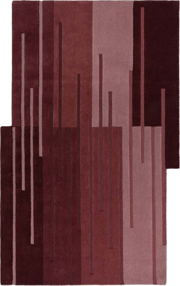 Vínový ručně tkaný vlněný koberec 120x180 cm Split Ombre Shaped – Flair Rugs