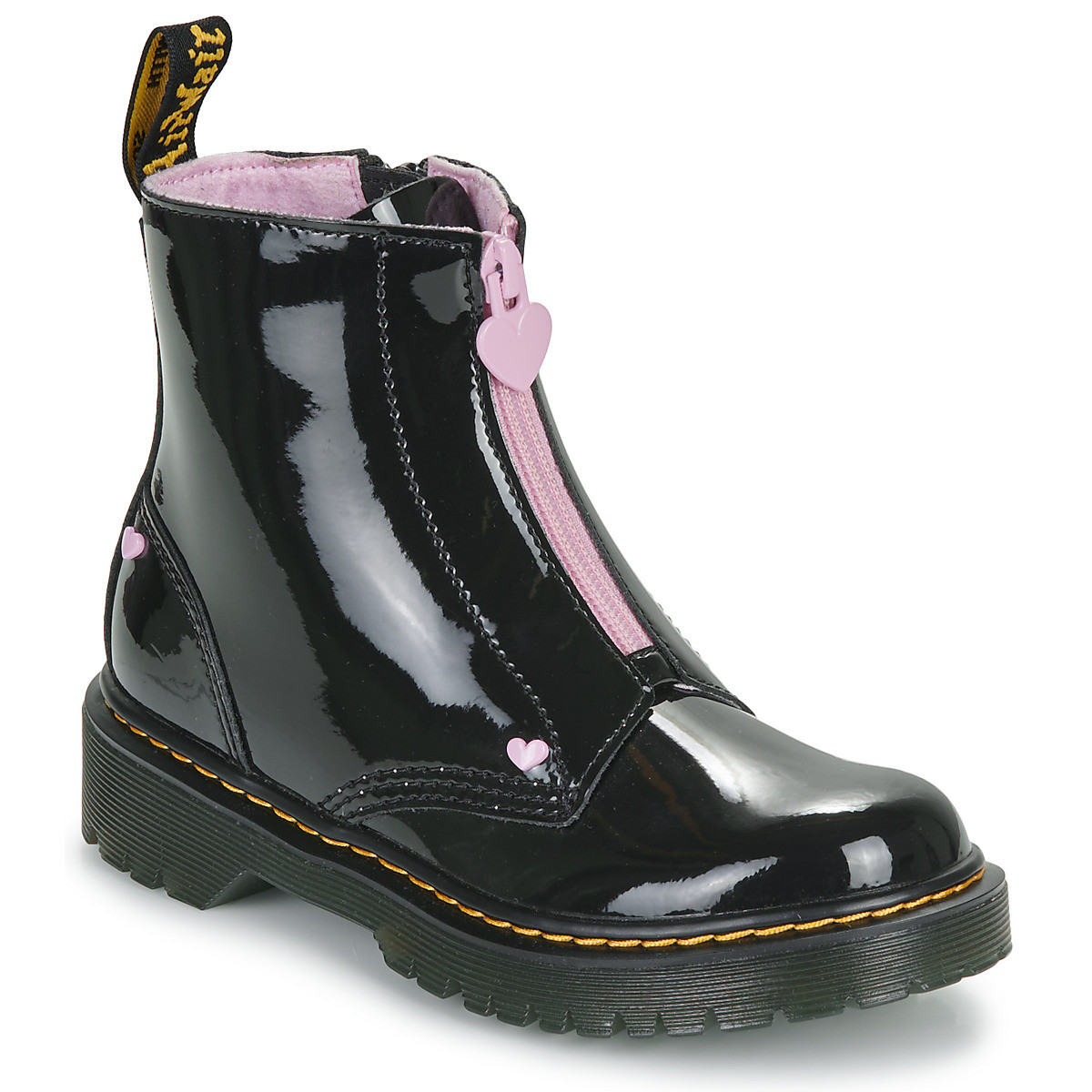 Dr. Martens  Bex Heart Zip Boot J Black Patent Lamper  Černá