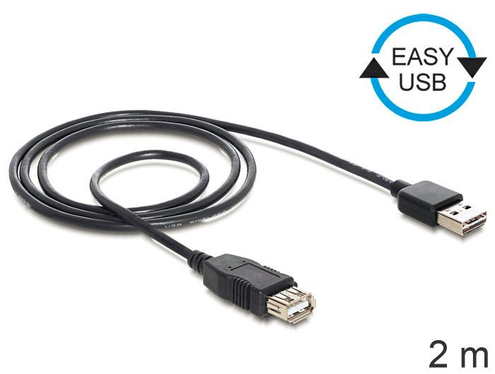 Delock kabel EASY-USB 2.0-A samec > USB 2.0-A samice,prodlužující 2 m