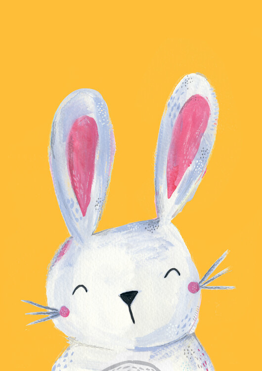 Laura Irwin Ilustrace Woodland bunny on mustard, Laura Irwin, 30 × 40 cm