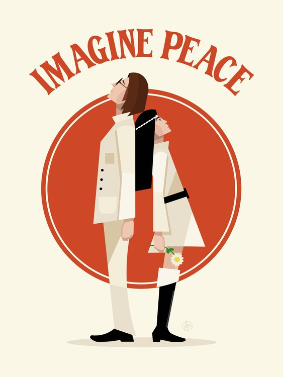 Retrodrome Ilustrace Imagine Peace Minimalist, Retrodrome, 30 × 40 cm