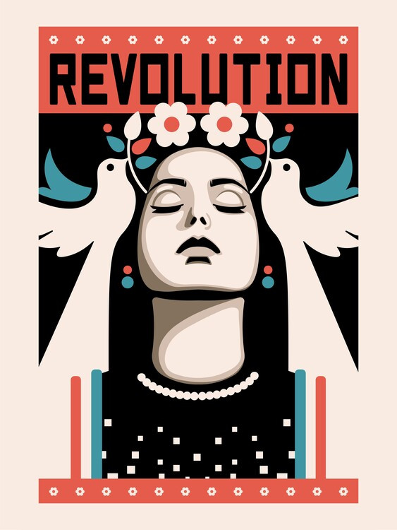 Retrodrome Ilustrace Revolution Activist Peace, Retrodrome, 30 × 40 cm