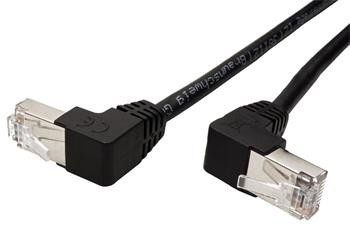 FTP patchkabel kat. 5e, lomené konektory (90°), 0,5m, černý