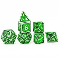 HYMGHO Behemoth Brushed Green Solid Metal Dice Set (7)