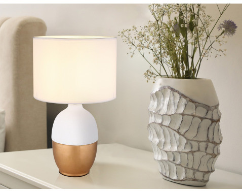 Stolní lampa Valentino, bílá/zlatá