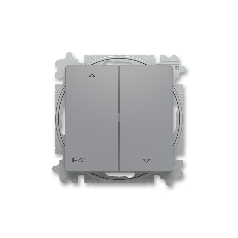 Tlačítko žaluziové řazení 1/0+1/0 s blokací ABB Zoni šedá, bílá