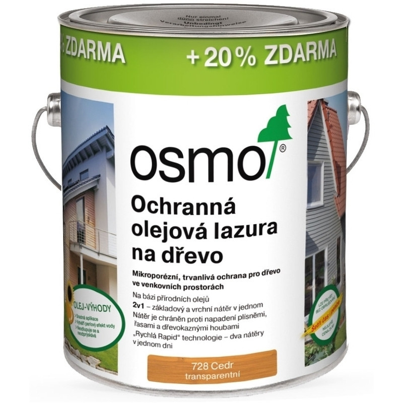 Lazura olejová ochranná Osmo 728 cedr, 3 l
