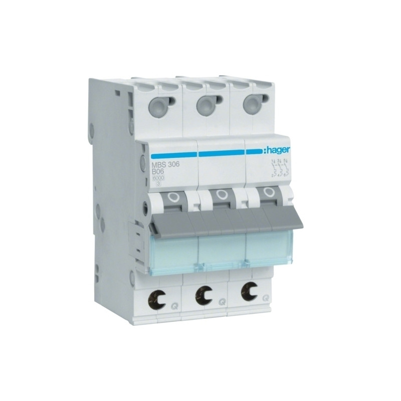 Jistič bezšroubový Hager MBS306 6 kA B 6 A
