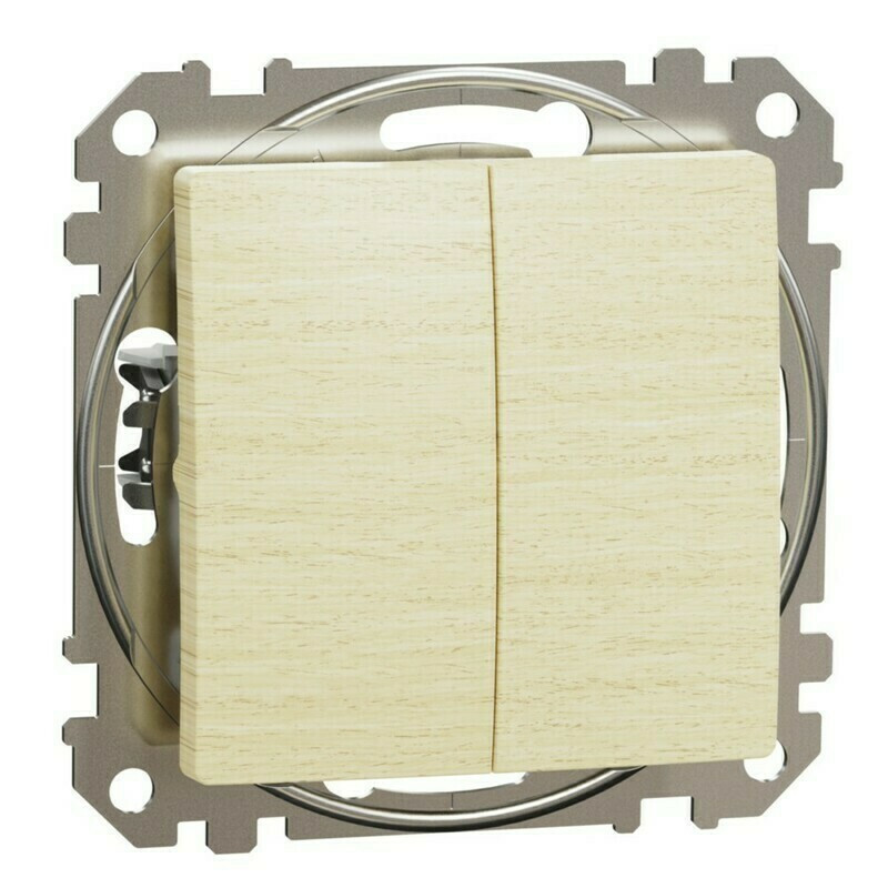 Přepínačstřídavý dvojitý řazení 6+6 Schneider Sedna Design bříza