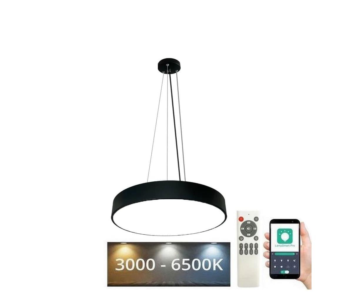 LED Stmívatelný lustr na lanku LED/50W/230V 3000-6500K černá + dálkové ovládání