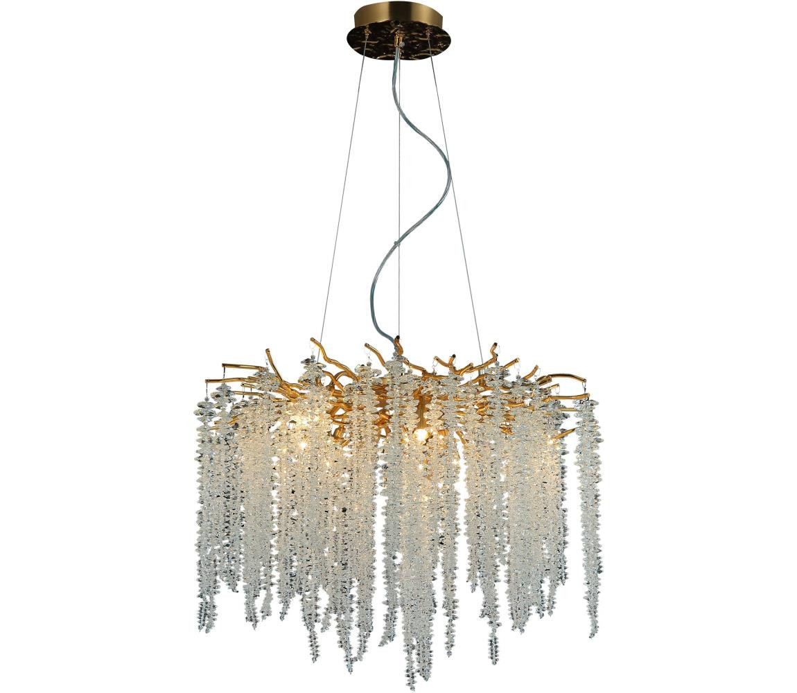Křišťálový lustr na lanku 9xG9/40W/230V zlatá
