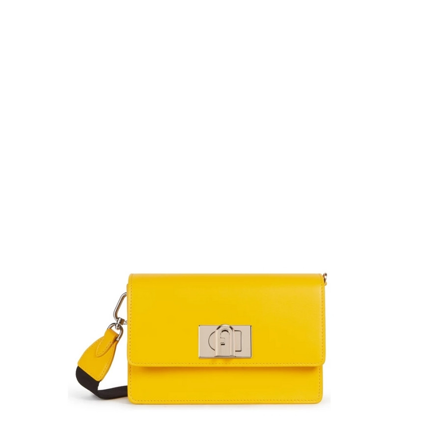 Handbag - FURLA 1927 SOFT MINI CROSSBODY 20 - VITELLO ROMA+NASTRO LOGATO-PO yellow