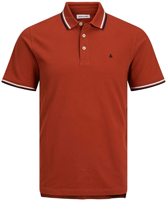 Jack&Jones Pánské polo triko JJEPAULOS Slim Fit 12136668 Red Ochre S