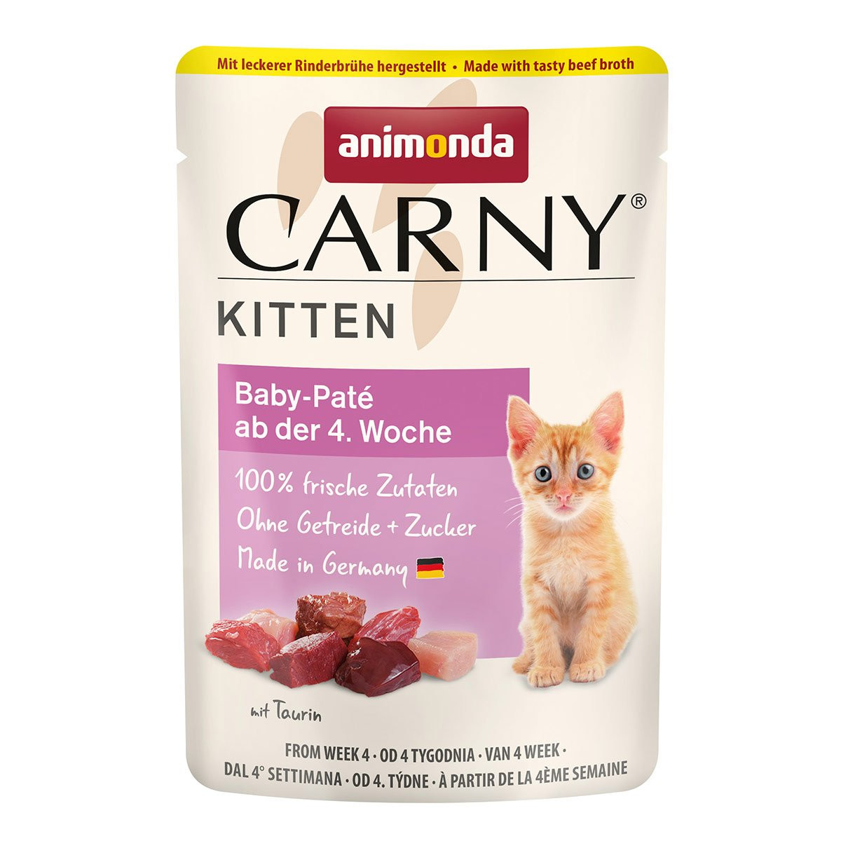 animonda Carny Kitten Pouch 24 kapsiček (24 x 85 g) - paštika pro koťata s hovězím vývarem