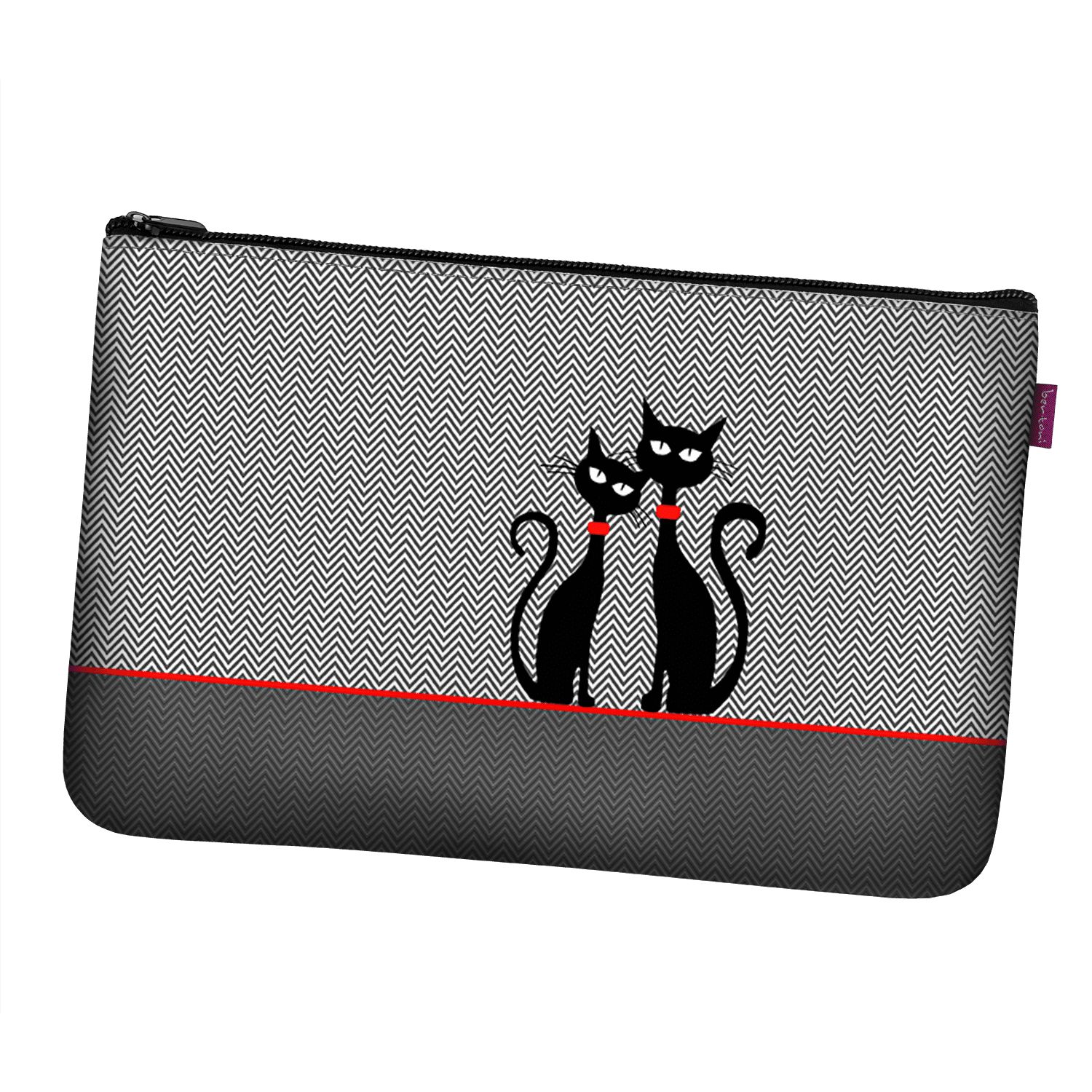 Bertoni Unisex's Big Pocket Cosmetic Bag Czarne Koty