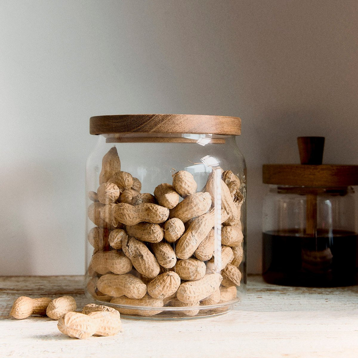 Skleněná dóza | GABIN | s akátovým víkem | 1,3 l | 891675 Homla