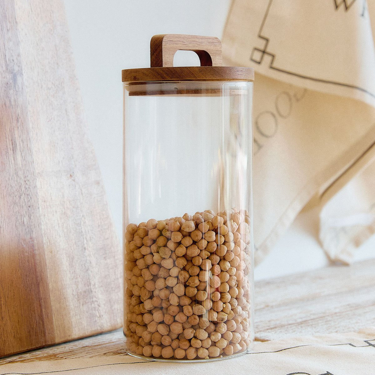 Skleněná dóza | CARLOS | velká s akátovou rukojetí | 1,2 l | 892542 Homla