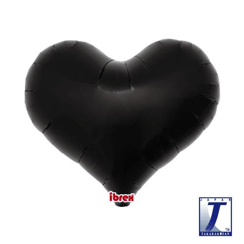 Balónek srdce černé metalické 35 cm