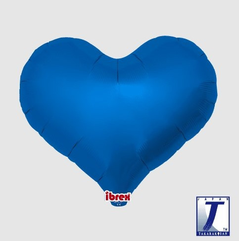 Balónek srdce modré metalické 45 cm