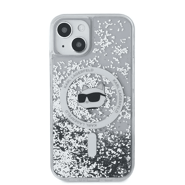 Karl Lagerfeld Liquid Glitter Choupette Head MagSafe pouzdro pro iPhone 12 / 12 Pro - čiré 3666339285630