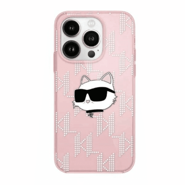 Pouzdro Karl Lagerfeld IML Choupette Head & Monogram pro iPhone 13 Pro / 13 - růžové 3666339286088