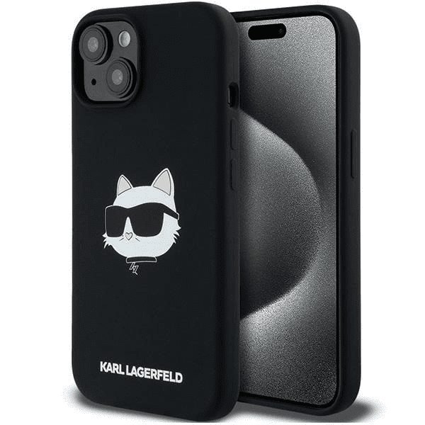 Karl Lagerfeld Silikonové pouzdro Choupette Head MagSafe pro iPhone 15 Plus / 14 Plus - černé 3666339257279