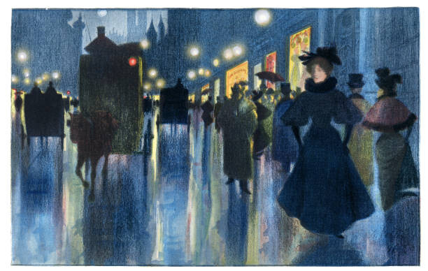 Grafissimo Ilustrace People walking in Munich under first, Grafissimo, 40 × 24.6 cm