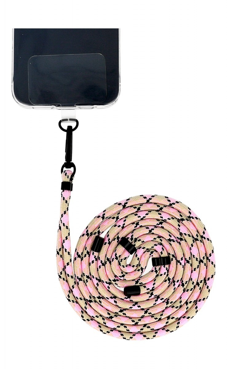Šňůrka TopQ Pattern na mobil béžovo-růžová 6 mm 126336