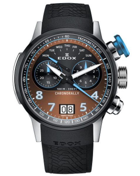 EDOX Chronorally Quartz Chronograph 38003-TINBU-BRNB