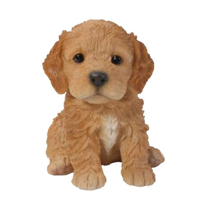 Štěně Cavapoo sedící polyresinové sv.hnědé 16cm