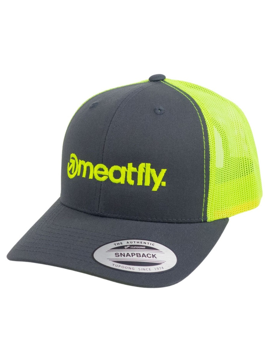 Kšiltovka meatfly logo trucker šedá/limetková one size