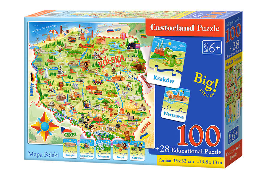 mamido Castorland Puzzle Mapa Polska 100 dílků a kvíz