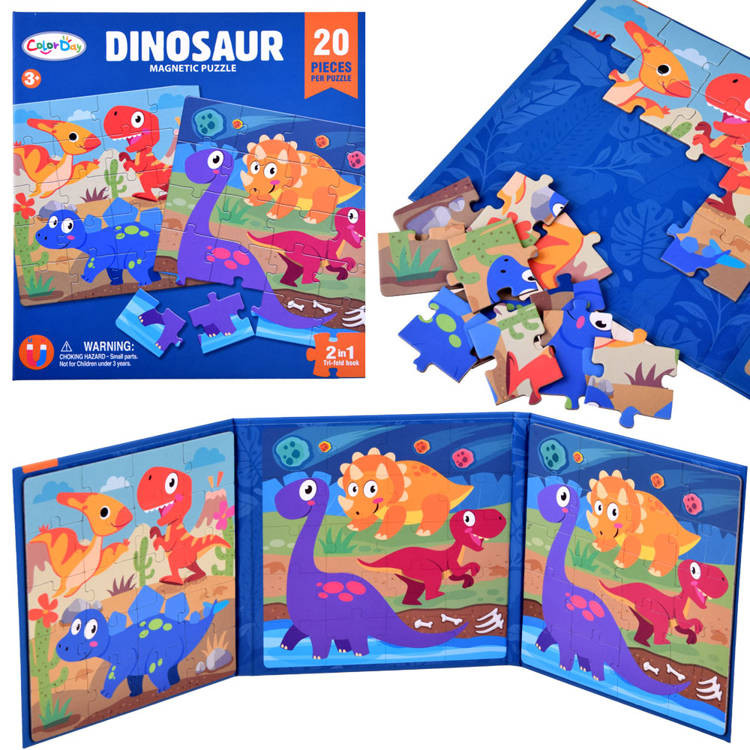 mamido Magnetická puzzle knížka Dinosauři 40 dílků