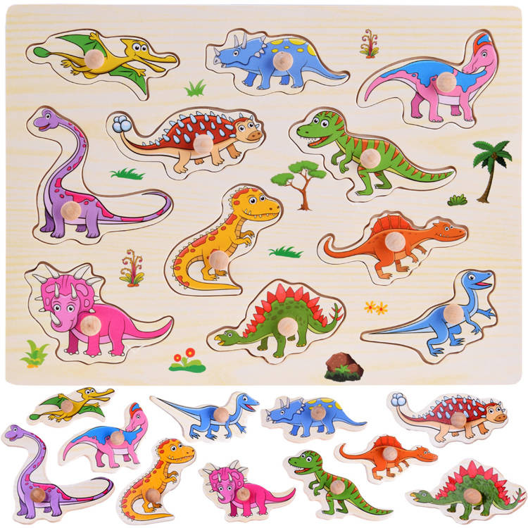 mamido Dřevěné puzzle dinosauři 11 dílků skládačka