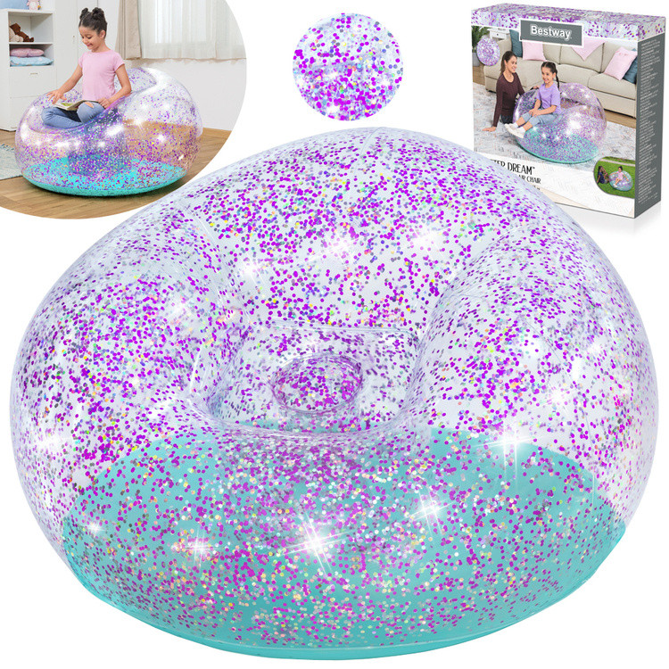 mamido Bestway třpytivé nafukovací křeslo Glitter Dream 114 x 112 x 66 cm