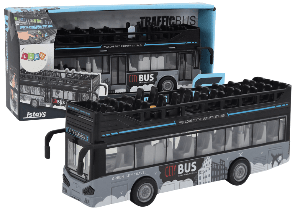 mamido Dvoupatrový městský autobus 1:16 s efekty černý