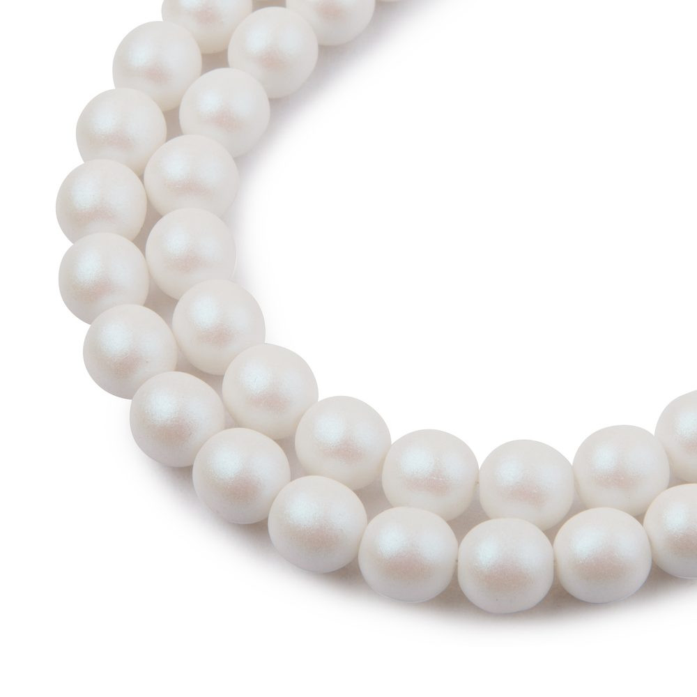 Manumi České mačkané korálky Manumi 8 mm pearl white - 22 ks